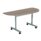 One Eighty D-End Tilting Table, 1400 x 700 mm, Dark Walnut/Silver, with tilting mechanism and wheels for easy mobility.