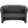 Compact two-seater black PU Tub Sofa with plush back, flared arms, and neat stitching, ideal for reception areas.
