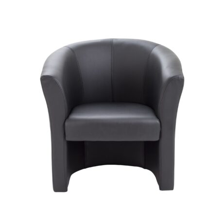 Compact Tub Armchair in durable black PU with plush back and generous padding, ideal for waiting areas or break rooms.