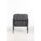 Settle Reception Chair featuring a plush back and seat, black metal frame, and wooden arm pads, ideal for waiting areas.