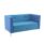 Button 2 Seater Sofa in blue Band 1 Fabric with chrome legs and built-in charging port. Modern design, stylish finish.