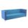 Button 3 Seater Sofa in Band 1 Fabric with blue upholstery and modern silver legs.