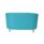 Tub-style two-seater sofa with metal feet in turquoise PU upholstery, designed for modern reception areas.