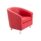 Tub Armchair in red PU upholstery featuring sleek metal feet. Stylish and modern design for any space.
