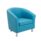 Tub Armchair in sky blue PU with metal feet, featuring a smooth curved design and comfortable seat cushion.
