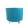 Tub armchair with a welcoming tub silhouette, deep blue PU upholstery, and adjustable metal feet for precise fit.