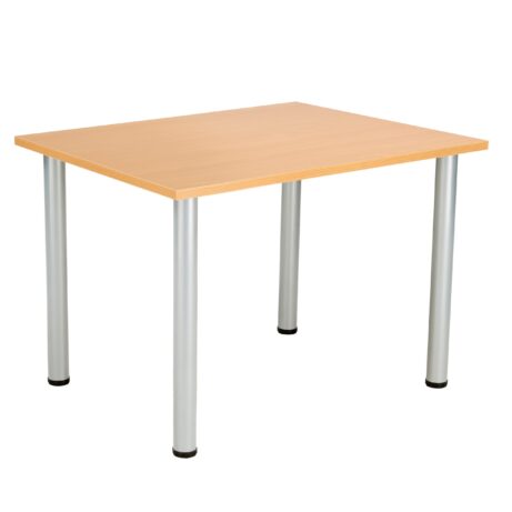 Fraction Plus Rectangular Meeting Table, beech top with silver legs, size 1200 x 800 mm, FSC certified.