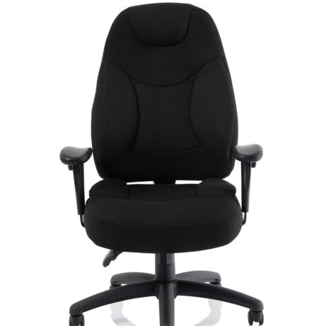 Galaxy Medium Back Task Operator Office Chair in black fabric with adjustable arms and a five-star base.