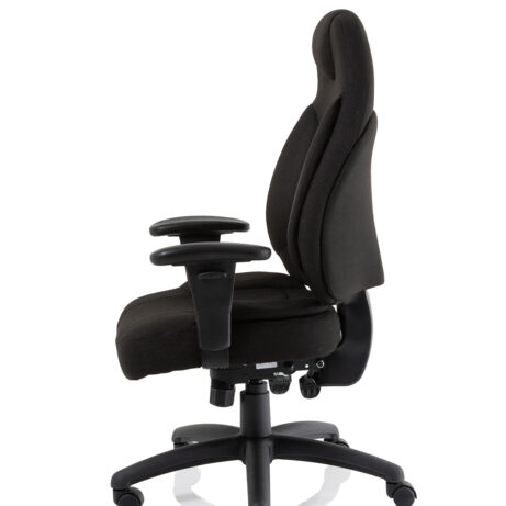 Galaxy Medium Back Task Operator Office Chair in black fabric, featuring adjustable arms and a supportive medium back design.