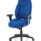 Galaxy Medium Back Task Operator Office Chair, blue fabric, adjustable arms, black five-star base with wheels.