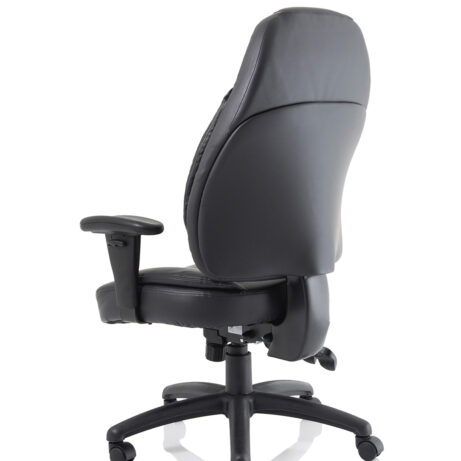 Galaxy Medium Back Task Operator Office Chair with adjustable arms, black fabric, providing ergonomic support and mobility.