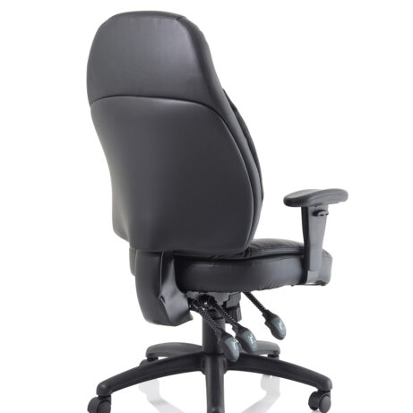 Galaxy Medium Back Task Operator Office Chair in black fabric, featuring adjustable arms and sturdy wheeled base for mobility.