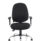 Lisbon Medium Back Task Operator Chair in black fabric with height-adjustable arms and chrome base for ergonomic support.