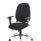 Lisbon Medium Back Task Operator Office Chair in black fabric, featuring height-adjustable arms and a chrome base.