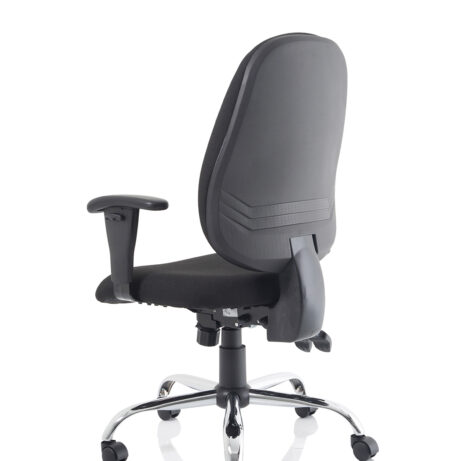 Lisbon Medium Back Task Office Chair with height-adjustable arms, ergonomic design, and chrome base.