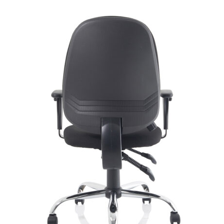 Lisbon Medium Back Task Operator Office Chair in black with height-adjustable arms and ergonomic design.