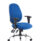 Lisbon Medium Back Task Operator Office Chair in blue fabric with height adjustable arms and chrome base.