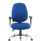 Lisbon Medium Back Task Operator Office Chair in blue upholstery, with height-adjustable arms and chrome base.
