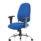 Lisbon Medium Back Task Operator Office Chair in blue with height-adjustable arms and chrome base for ergonomic support.