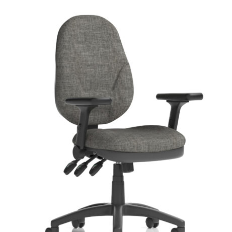 Eclipse Plus XL High Back Task Operator Office Chair in charcoal fabric with height adjustable and folding arms.