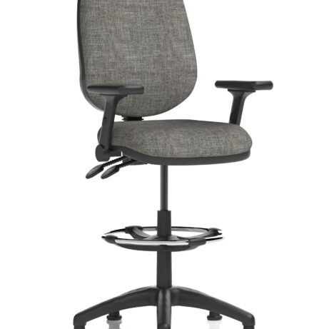 Eclipse Plus II Task Operator Chair in charcoal fabric with matching back, includes hi-rise draughtsman kit.