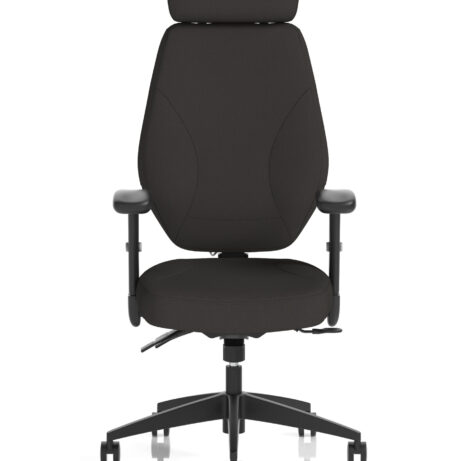 Nexus High Back Black Fabric Ergonomic Task Operator Office Chair with Arms and Headrest