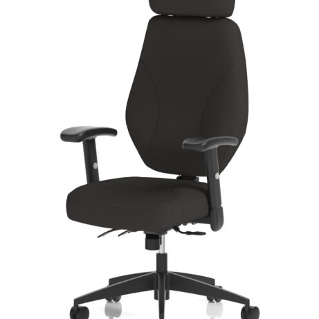 Nexus High Back Black Fabric Ergonomic Task Operator Office Chair with Arms and Headrest