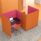 Oasis Screens in pink and orange create private work zones, featuring 35mm-thick panels and flexible configurations.
