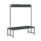 Double sided cloakroom bench with 24 hooks, featuring a grey frame and unlimited colour options for versatile use.