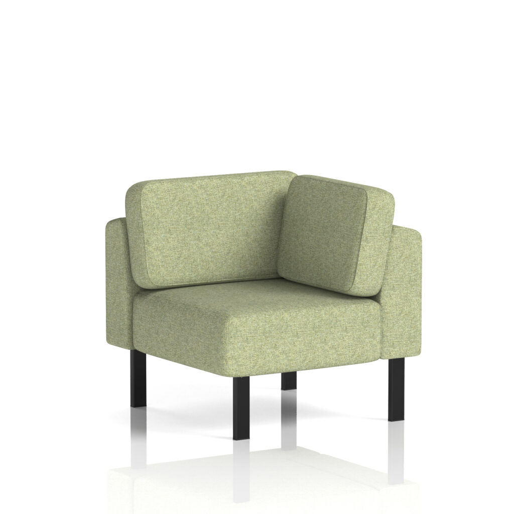 Brixworth Modular Seating Corner Unit in Rivet - Burnish fabric with black legs. Compact design for versatile arrangements.