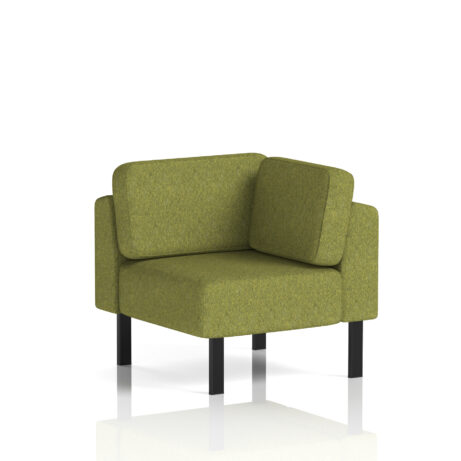 Brixworth Modular Seating Corner Unit in Rivet - Olive with black legs, featuring a modern, minimalist design.