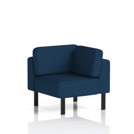 Brixworth Modular Seating Corner Unit in Calculus blue with black legs. Compact design for versatile seating arrangements.