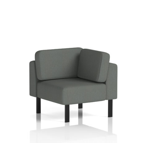 Brixworth Modular Seating Corner Unit in Sumi Kobe fabric with black legs. Compact design for modern spaces.