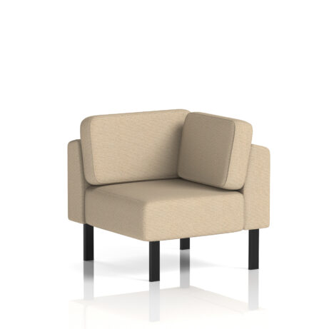 Brixworth Modular Seating Corner Unit in Yoredale - Gordale with black legs. Modern, cozy design ideal for office spaces.