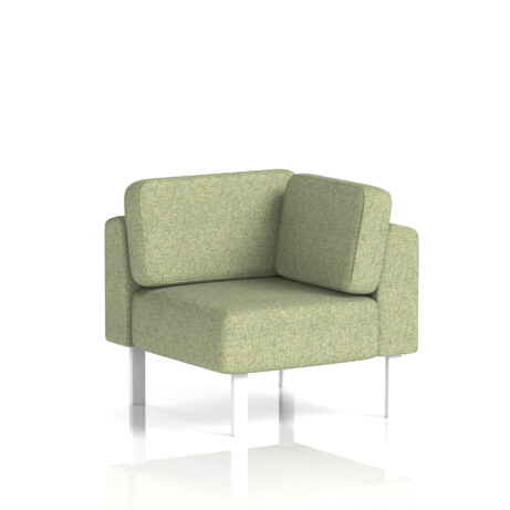 Brixworth Modular Seating Corner Unit in Rivet - Burnish with white legs, featuring a contemporary design and plush cushions.