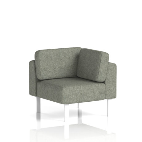 Brixworth Modular Seating Corner Unit in Rivet - Vitreous fabric with white legs.