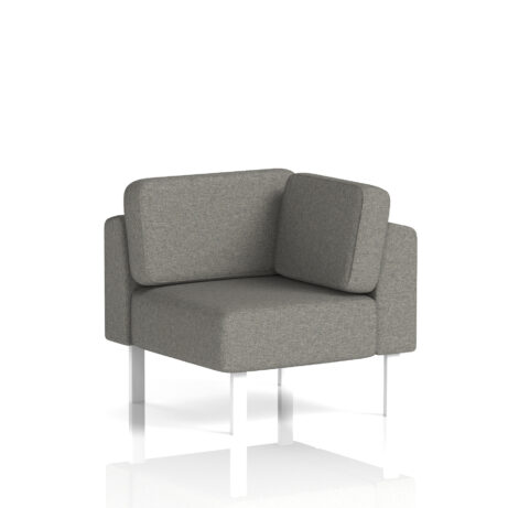 Brixworth Modular Seating Corner Unit in gray fabric with white legs. Modern and versatile design for any space.