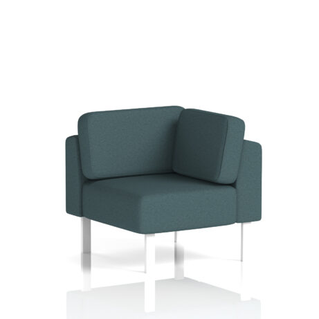 Brixworth Modular Seating Corner Unit in Polygon colour with white legs. Modern design suitable for office environments.