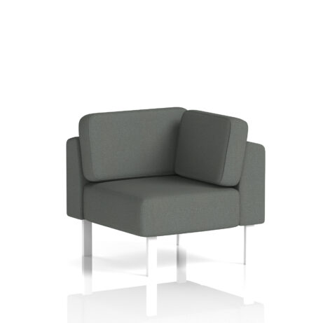 Brixworth Modular Seating Corner Unit in Sumi Kobe fabric with white legs. Modern design with a sleek, minimal profile.