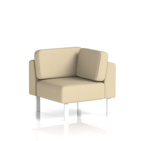 Brixworth Modular Seating Corner Unit in Sumi - Zen with white legs, featuring a contemporary design and soft upholstery.