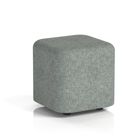 Harlestone Square Stool in Rivet, small size, single tone fabric, sleek rounded edges and soft surface.