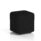 Harlestone Small Square Stool in Single Tone X2, featuring a black fabric finish, round body and top.