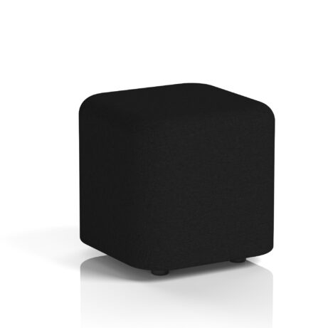 Harlestone Small Square Stool in Single Tone X2, featuring a black fabric finish, round body and top.