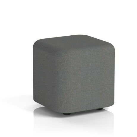 Harlestone Square Stool, Small size, Sumi colour in Kobe fabric, textured finish, with black feet.