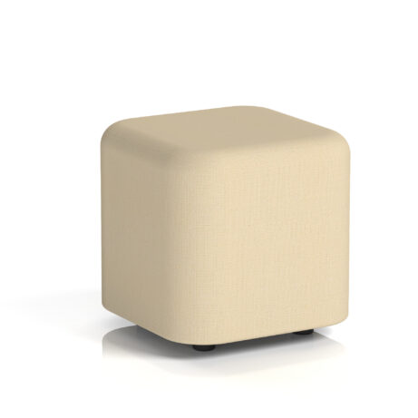 Harlestone Square Stool in Sumi - Zen, small size, single tone fabric finish, with rounded edges and black feet.
