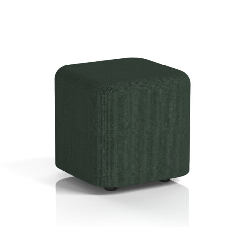 Harlestone Small Square Stool in Yoredale - Ingleton fabric, upholstered in a solid green tone with rounded edges.