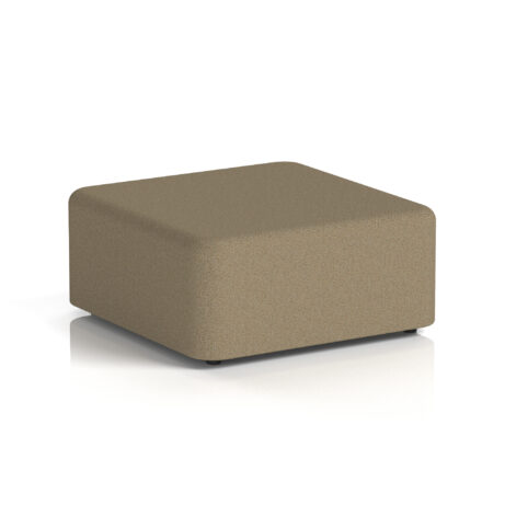 Large Harlestone Square Stool in Main Line Flax fabric with a smooth, square shape and rounded corners.