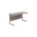 Single upright rectangular desk, 1400 x 600mm, grey oak top and silver frame, FSC certified.
