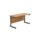 Single Upright Rectangular Desk, 1400x600mm, Nova Oak top, black frame, FSC certified, 600mm deep.
