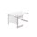 Single Upright Left Hand Radial Desk, 1600x1200mm, white/silver, featuring a modern design and functional workspace.